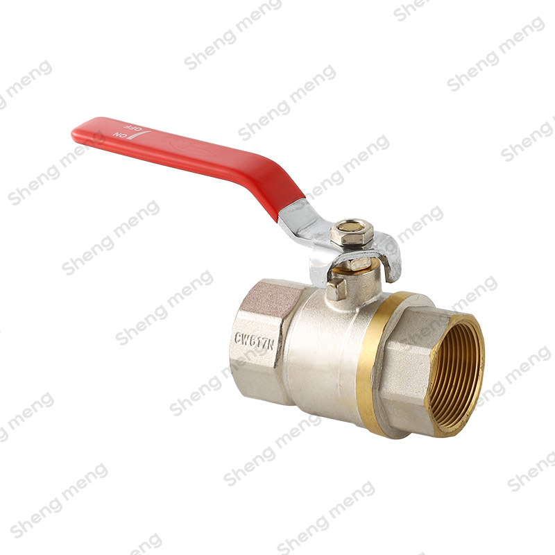 Series SM013A Reduced Bore Iron Ball F/F Screwed BSPP Nickel Plated Body Red Steel Lever Brass Ball Valves 