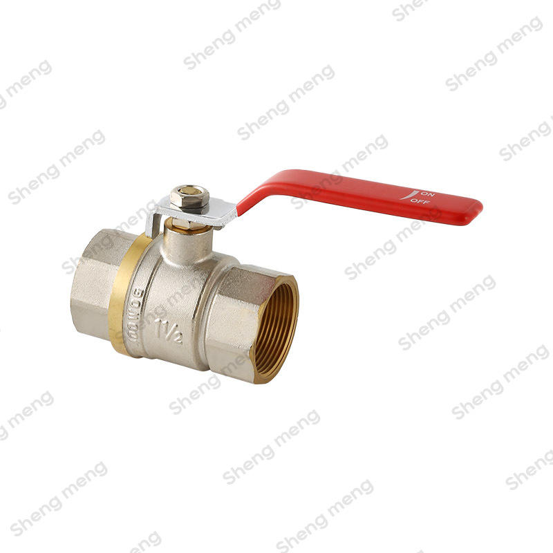 Series SM013A Reduced Bore Iron Ball F/F Screwed BSPP Nickel Plated Body Red Steel Lever Brass Ball Valves 