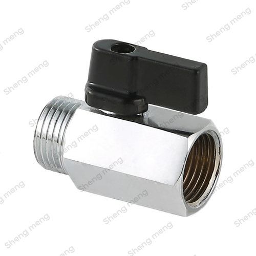 SM024 Polished and chrome plated Brass ball Reduced bore Black short handle Screwed BSPP Mini brass ball valve