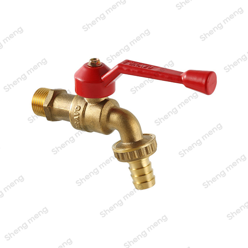 SMB006 Red aluminium lever handle Brass ball hose bibcock brass hose connection